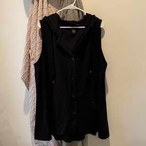 Black Sleeveless Button-Up Vest